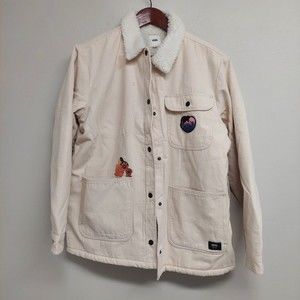 NWT Vans Cultivate Care Beige Womens Chore Fleece Sherpa Collar Coat Size Large